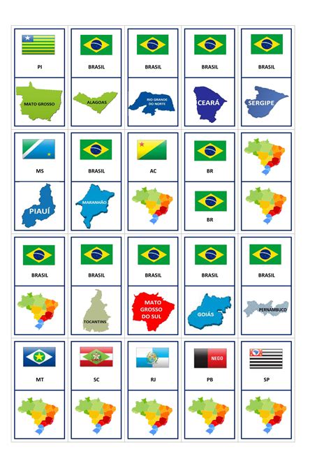 Geografia DominÓ RegiÕes Estados Brasileiros E Suas Bandeiras