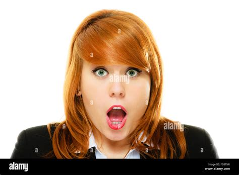 Surprised Shocked Woman Face With Open Mouth Stock Photo Alamy