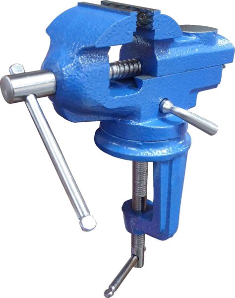 Small Clamp On Work Bench Vise With Anvil And Swivel Base Amazon Com