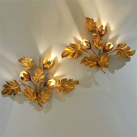 Pair French 1980s Peony Flower Lights Valerie Wade