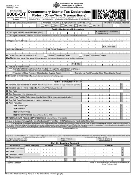 Form PH BIR OT Fill Online Printable Fillable Blank PdfFiller