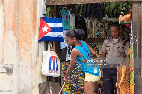 Beautiful Cuban Woman And The Police Officer In Old Havana Girl