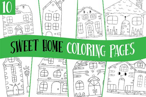 Home Sweet Homes Coloring Pages For Kids Graphic By Lapiiin Center