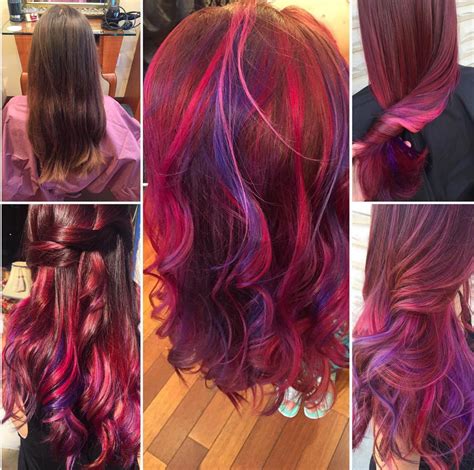Hair color. red and purple …