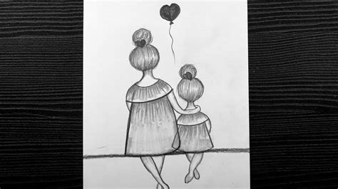 Easy Mother And Daughter Drawings Mothers Day Drawing