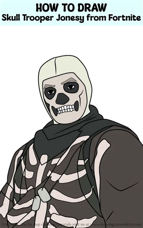 How To Draw Skull Trooper Jonesy From Fortnite Fortnite Step By Step