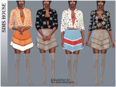 Unbuttoned Printed Blouse The Sims 4 Catalog