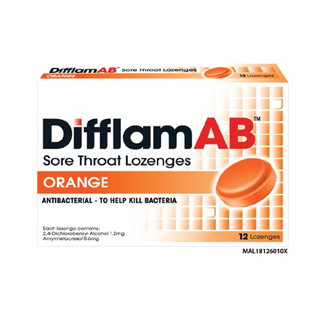 Difflam Ab Sore Throat Lozenges 12s Orange Alpro Pharmacy