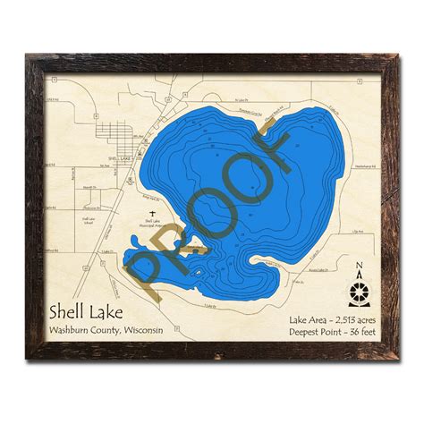 Shell Lake Wi Wood Map 3d Nautical Wood Charts And Home Decor