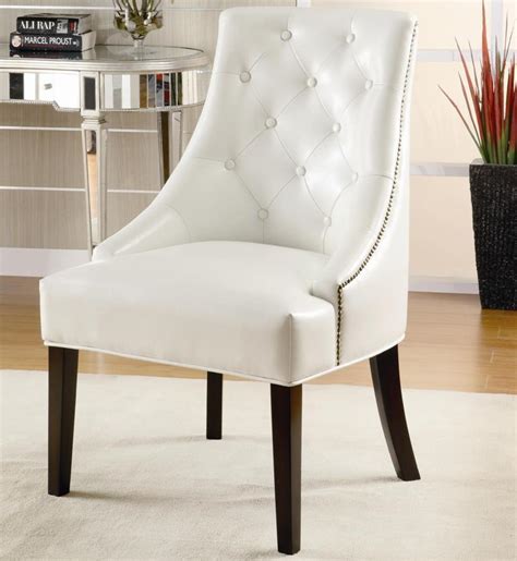 White Leather Tufted Accent Chair
