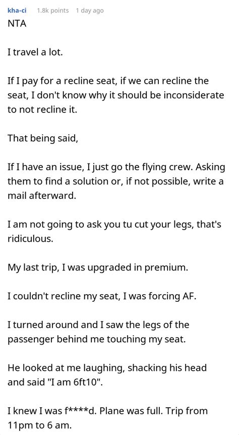 Tall Guy Doesn’t Fit In Plane Seat Comfortably Drama Ensues After Woman Tries To Recline Her