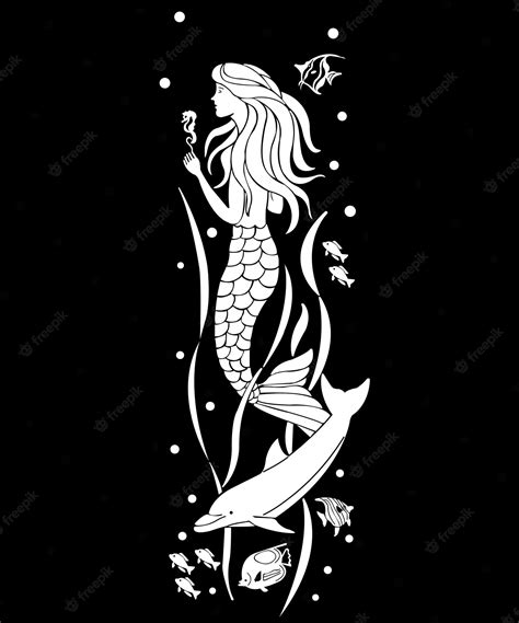 Premium Vector Hand Drawn Mermaid And Fish Character