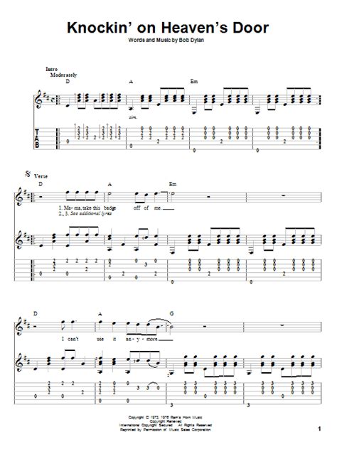 Bob dylan knockin on heaven s door unplugged. Knockin' On Heaven's Door Guitar Tab by Bob Dylan (Guitar Tab - 83663)