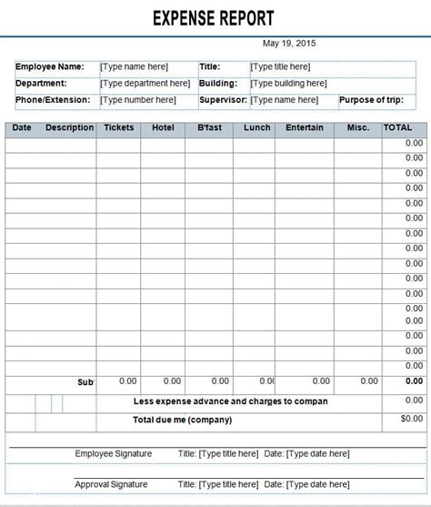 Employee Expense Report Template 9 Free Excel Pdf Apple Pages