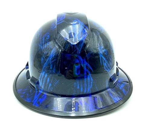 Bad Ass Vented Wide Brim Hard Hat Hydro Dipped Candy Blue 1 Finger Salute W Bg Etsy