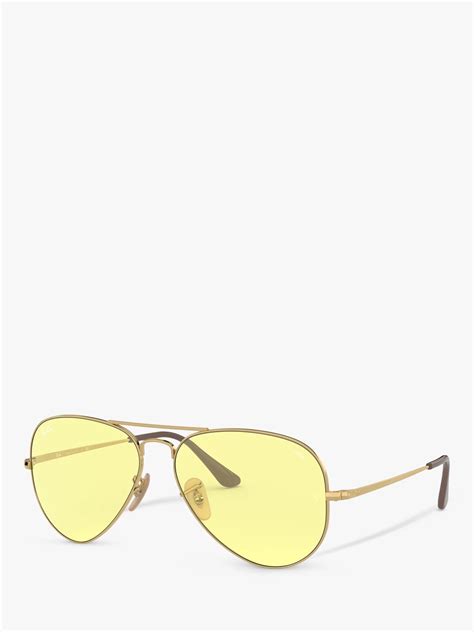 Ray Ban Rb3689 Men S Evolve Aviator Sunglasses Gold Light Yellow Photochromic At John Lewis