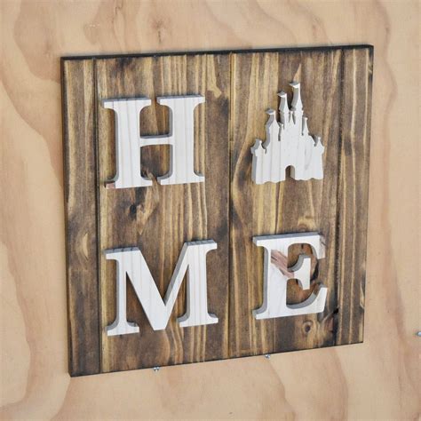 Home Custom Disney Castle Wood Plaque Cutout (Disney Castle-Square ...