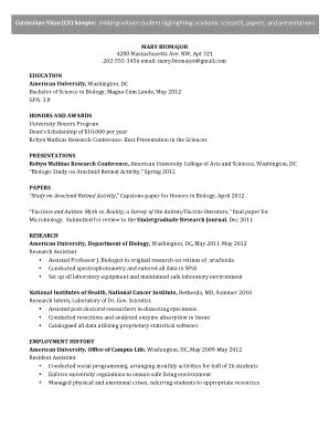 To search on pikpng now. Fillable Online american Undergraduate CV - Science.docx ...