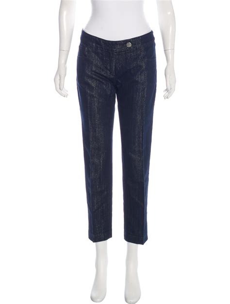 Christian Dior Metallic Mid Rise Jeans Blue 8 Rise Jeans Clothing