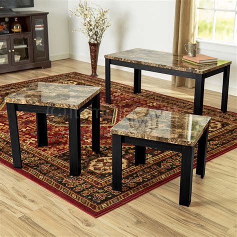piece faux marble coffee table set living room sofa