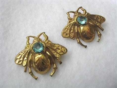 Pin Brooch Cute Pair Of Bug Pins W Blue Green Stone Etsy In 2023