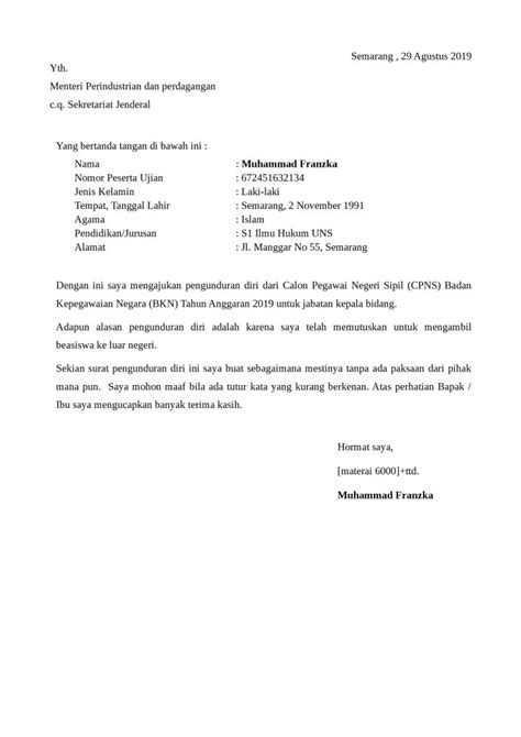 Kepala badan kepegawaian daerah (bkd) banten, komarudin mengatakan sejak pendaftaran dibuka pada kamis (3/6/2021) hingga penutupan minggu (6/6/2021), sebanyak 312 orang sudah. √ 35+ Contoh Surat Pengunduran Diri / Resign yang Baik dan ...