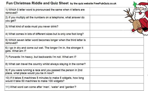 A4 Christmas Quiz Handout Download And Print For Free 25 Fun
