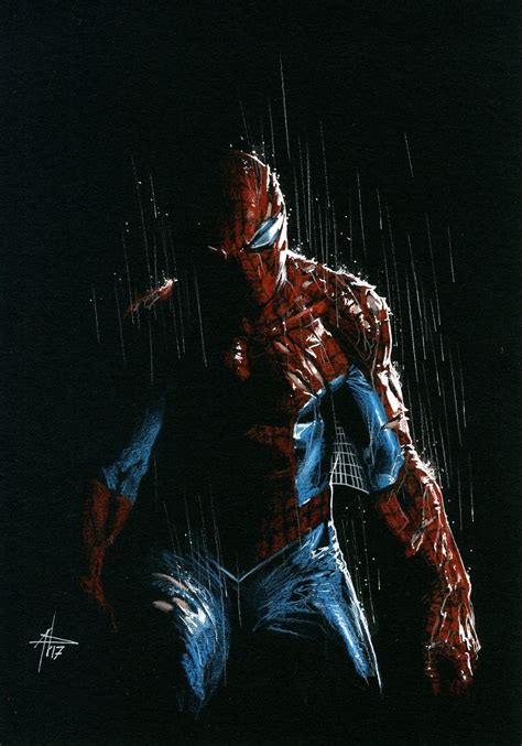 Spidey In The Rain Gabriele Dellotto Spiderman Comic Spectacular