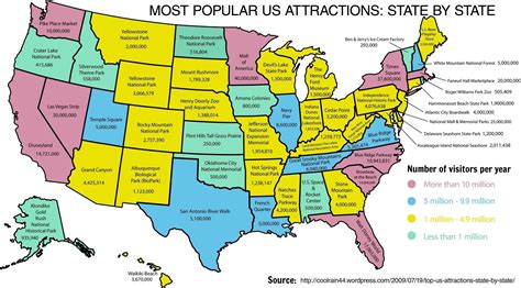 Map Porn Most Popular Us Attractions Imgur