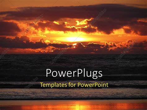 Powerpoint Template A Sunset In The Background With A Lot Of Clouds 3132