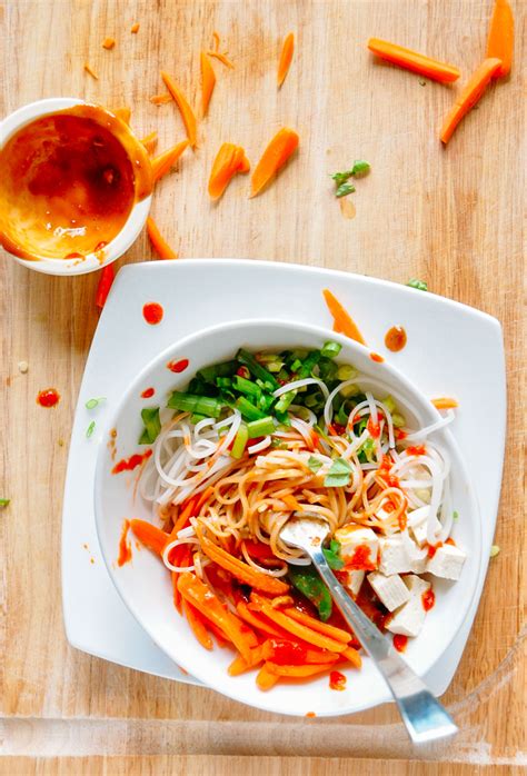 Veggie And Rice Noodle Bowl With Ginger Peanut Dressing Mb Recipes