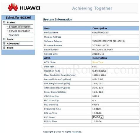 Huawei Echolife Hg I Screenshot System Information 29100 Hot Sex Picture