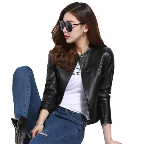 Women Motorcycle Clothing Leather Jacket Short Paragraph Spring Autumn New Pure Leather High