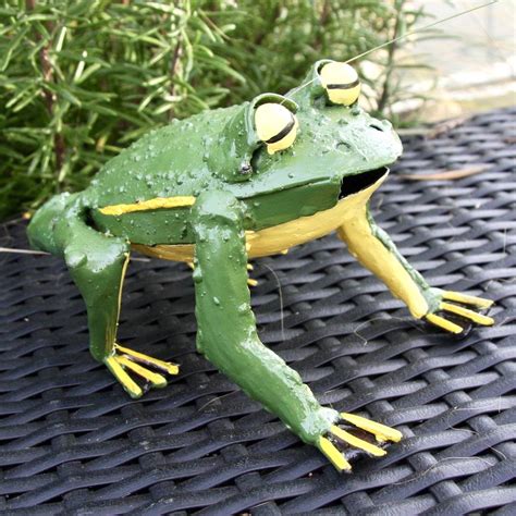 Recycled Green Frog Garden Sculpture By London Garden Trading