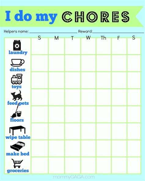 Kids Chore Chart Printable Kids Chore Chart System Printable