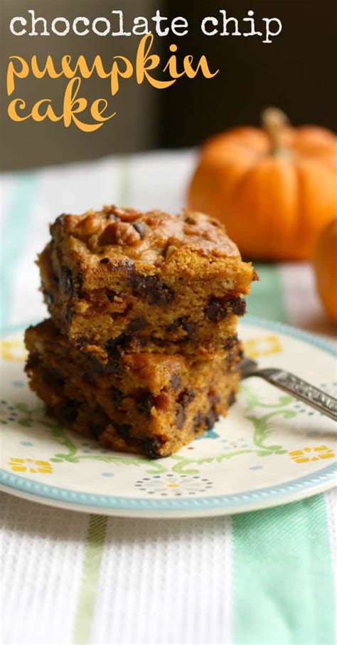 The chocolate chip cookie cake you've all been waiting for! Pumpkin Chocolate Chip Cake. - The Pretty Bee