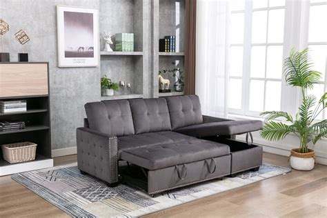 Buy Merax 768 Pull Out Er Reversible Sectional Storage Sofa Bed