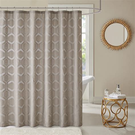 Winston Geometric Semi Sheer Jacquard Shower Curtain Taupe 72x72 The