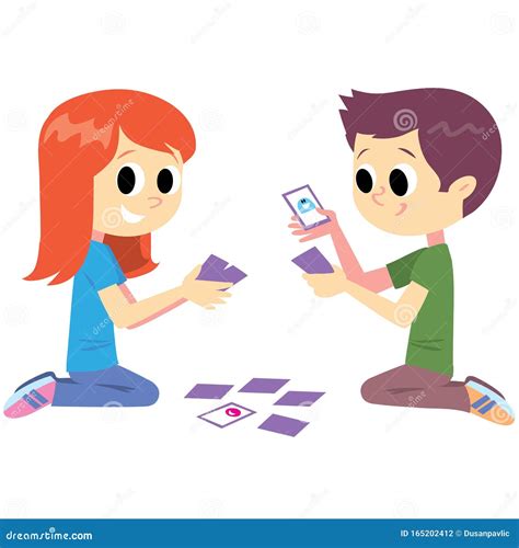 Boy And Girl Playing Cards Stock Vector Illustration Of Girl 165202412