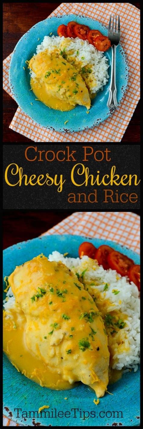 Easy Crock Pot Slow Cooker Cheesy Chicken And Rice Recipe The Crockpot