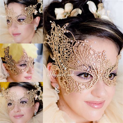 Gold Masquerade Mask Women Lace Mask Gold Luxury Diamante
