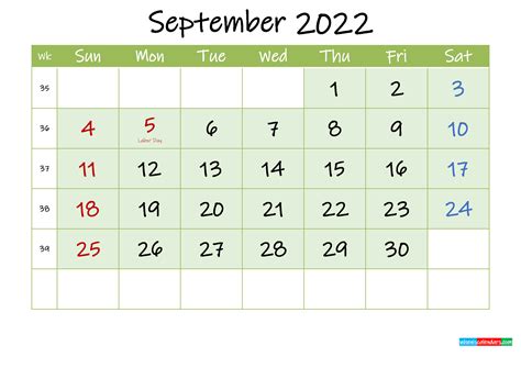 September 2022 Free Printable Calendar Template Ink22m129