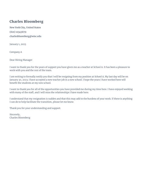 Effective Resignation Letter Examples With And Without A Reason