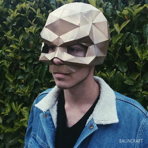 Skull Mask Low Poly 3d Papercraft Mask Printable Diy Etsy