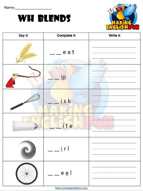 Free Digraph Wh Phonics Word Work Multiple Phonograms Word Work Wh