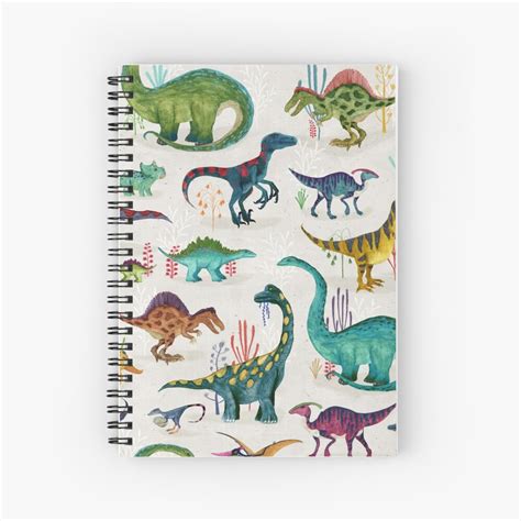 Bright Dinosaurs Spiral Notebook For Sale By Katherineq Redbubble