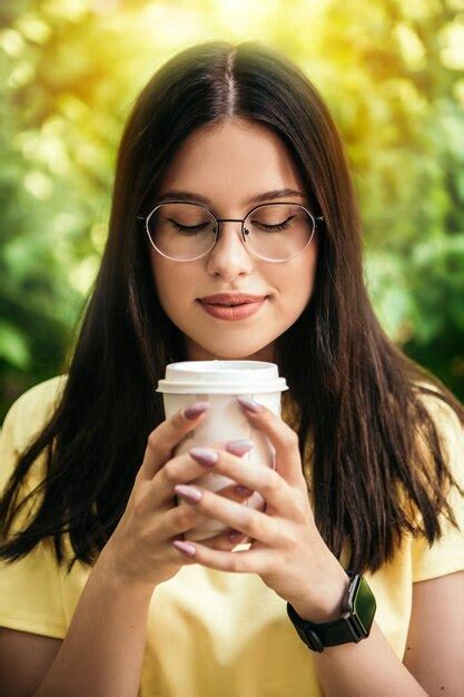 Premium Photo Woman Drink Coffee Outside