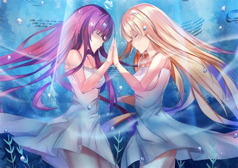 Download 3507x2480 Anime Girls Light Dress Blonde Purple Hair