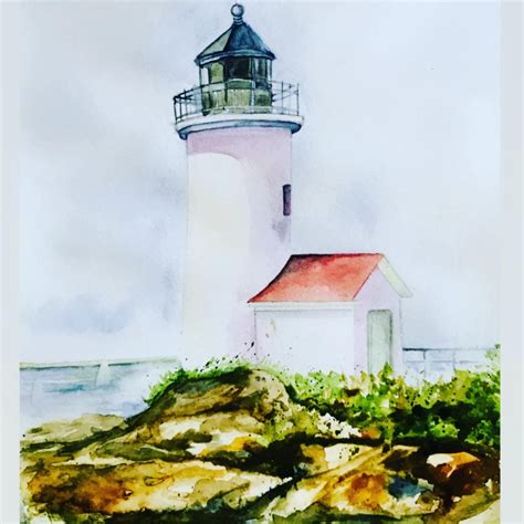 Annisquam Harbor Lighthouse Prints For Sale Watercolor Print