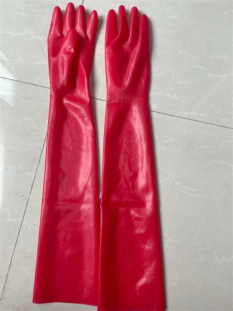 Red Latex Gloves Moulded Long Gloves No Glue Opera Latex Long Gloves 0